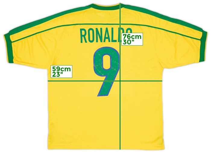 1998-00 Brazil Home Shirt Ronaldo #9 - 6/10 - (L)
