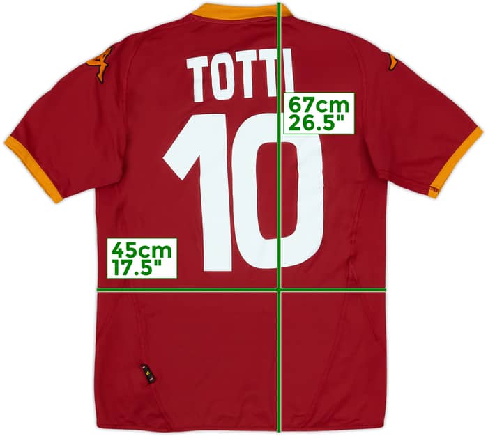 2007-08 Roma Home Shirt Totti #10 - 6/10 - (S)