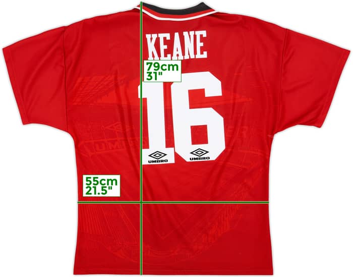1994-96 Manchester United Home Shirt Keane #16 - 8/10 - (XL)