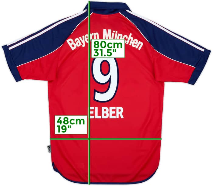 1999-01 Bayern Munich Home Shirt Elber #9 - 9/10 - (S)