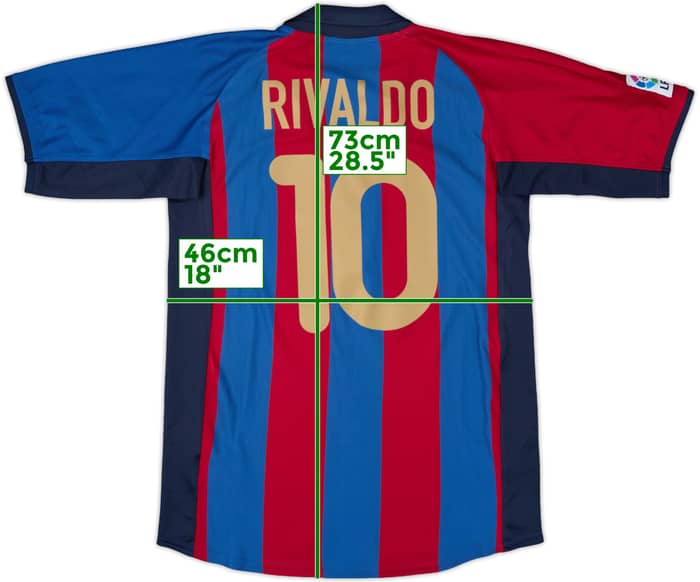2001-02 Barcelona Home Shirt Rivaldo #10 - 10/10 - (XL.Boys)