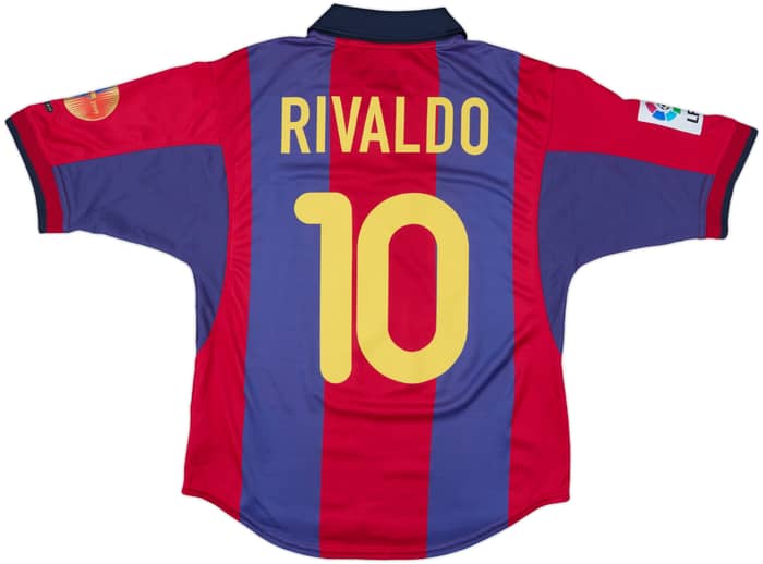 2000-01 Barcelona Home Shirt Rivaldo #10 - 8/10 - (S/M)