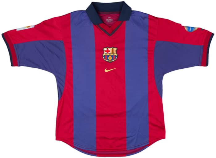 2000-01 Barcelona Home Shirt Rivaldo #10 - 8/10 - (S/M)
