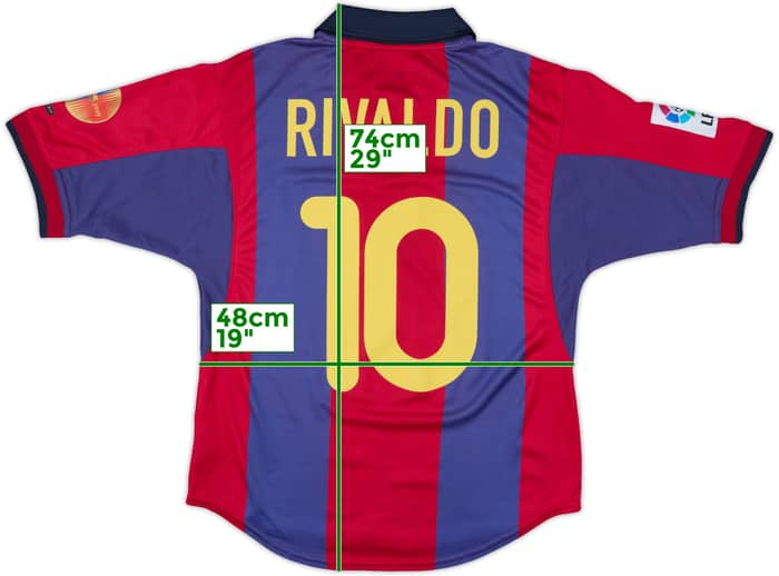 2000-01 Barcelona Home Shirt Rivaldo #10 - 8/10 - (S/M)