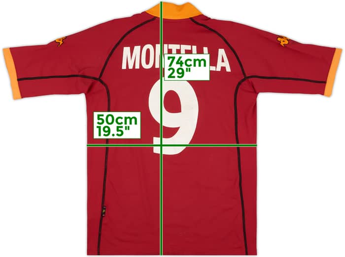 2001-02 Roma Home Shirt Montella #9 - 6/10 - (XL)