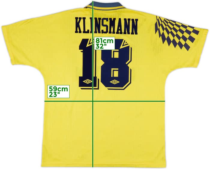 1991-95 Tottenham Away Shirt Klinsmann #18 - 8/10 - (XXL)