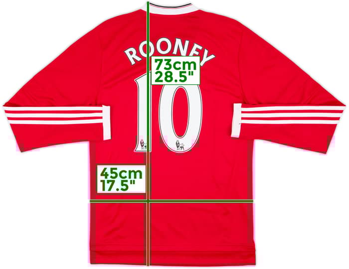 2015-16 Manchester United Home L/S Shirt Rooney #10 - 10/10 - (S)