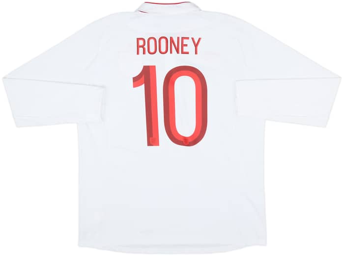 2012-13 England Home L/S Shirt Rooney #10 - 8/10 - (XL)