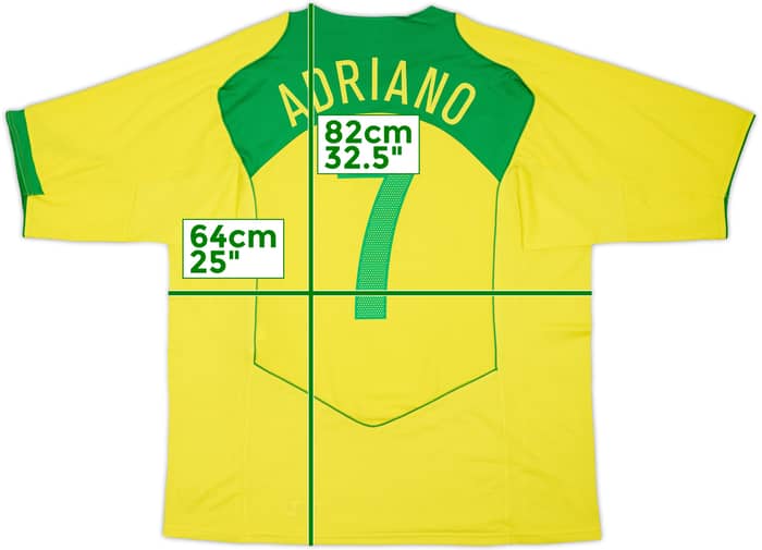 2004-06 Brazil Home Shirt Adriano #7 - 9/10 - (XXL)