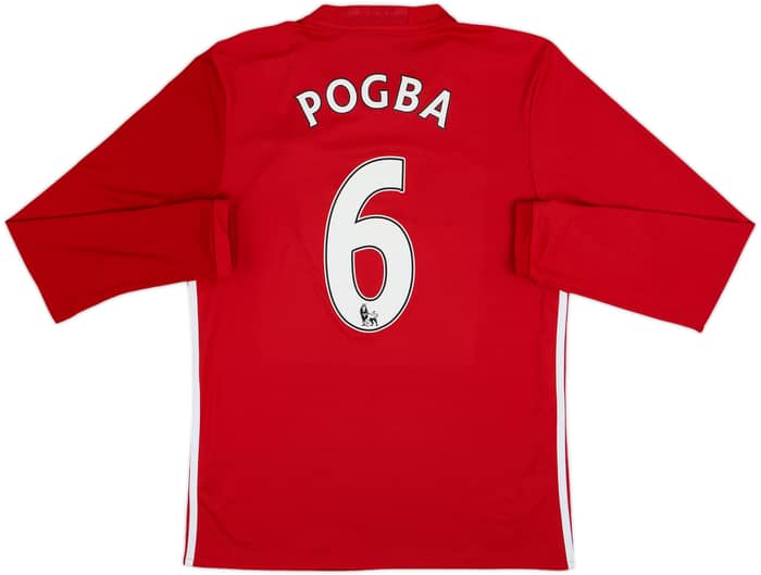 2016-17 Manchester United Home L/S Shirt Pogba #6 - 8/10 - (M)