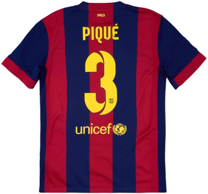 2014-15 Barcelona Home Shirt Pique #3 - 8/10 - (M)