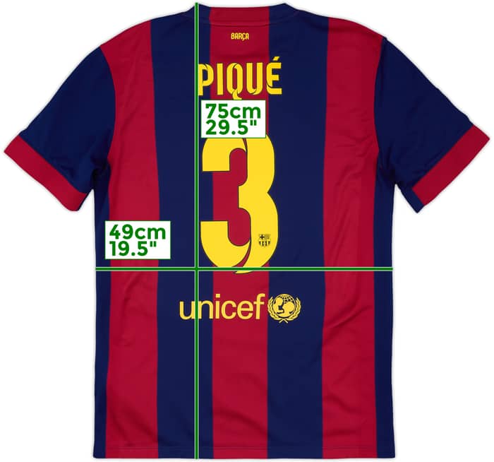 2014-15 Barcelona Home Shirt Pique #3 - 8/10 - (M)