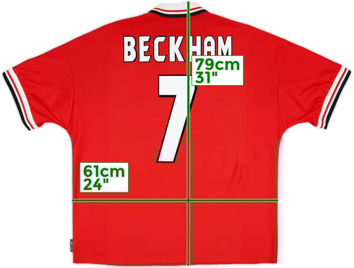 1998-00 Manchester United Home Shirt Beckham #7 - 8/10 - (XL)