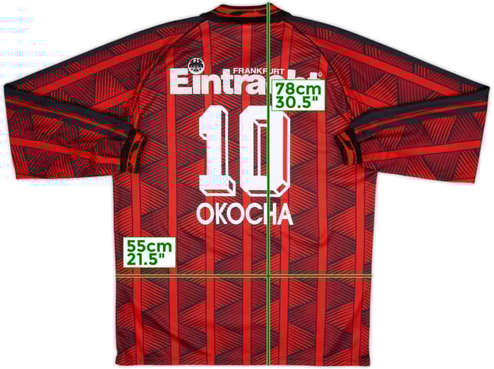 1995-96 Eintracht Frankfurt Home L/S Shirt Okocha #10 - 9/10 - (L)