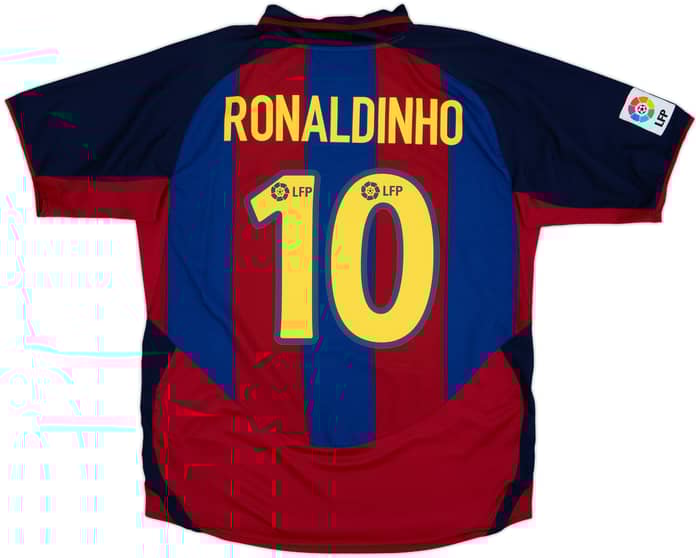 2003-04 Barcelona Home Shirt Ronaldinho #10 - 9/10 - (L)