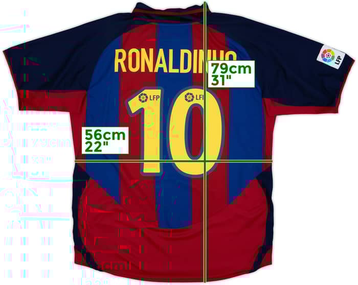 2003-04 Barcelona Home Shirt Ronaldinho #10 - 9/10 - (L)
