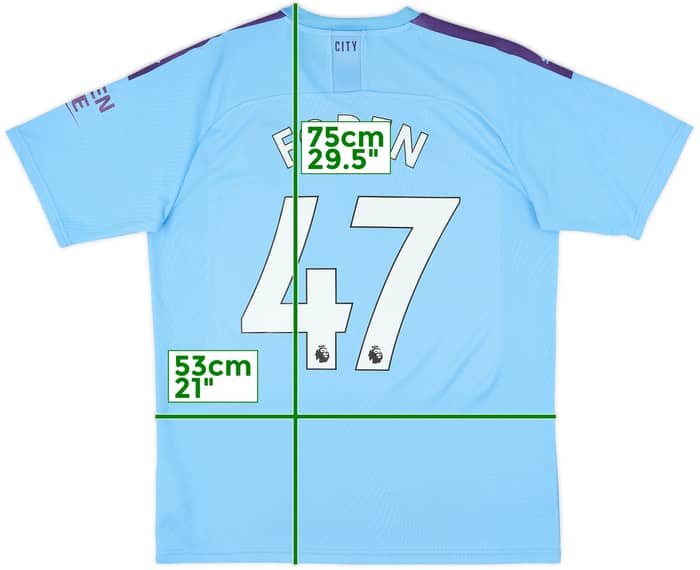 2019-20 Manchester City Home Shirt Foden #47 - 9/10 - (L)