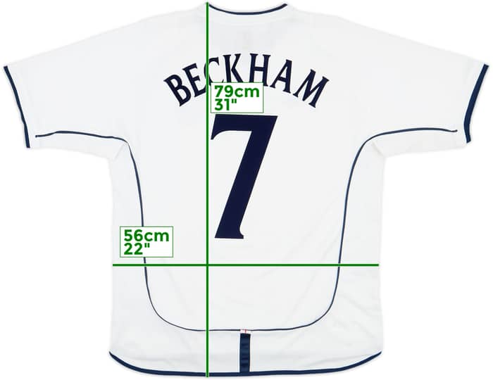 2001-03 England Home Shirt Beckham #7 - 5/10 - (XL)