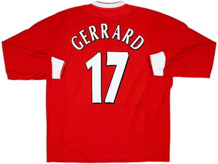 2002-04 Liverpool Home L/S Shirt Gerrard #17 - 8/10 - (XL)