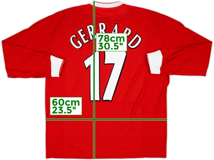 2002-04 Liverpool Home L/S Shirt Gerrard #17 - 8/10 - (XL)