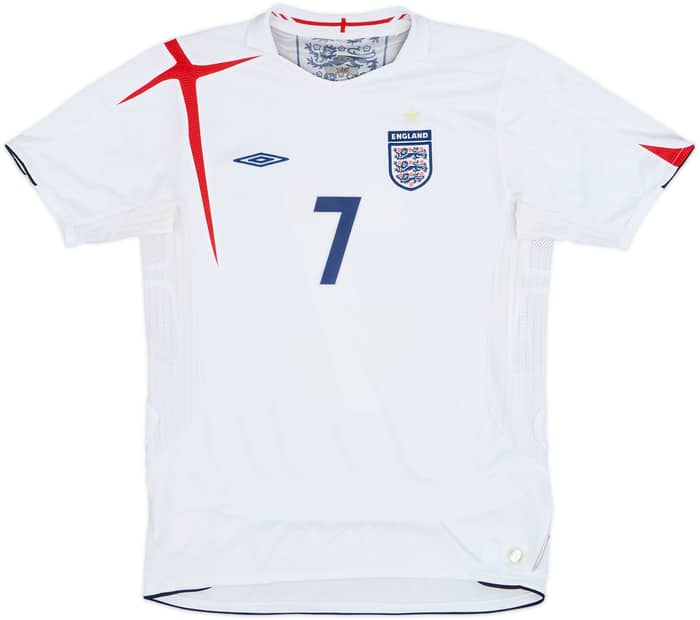 2005-07 England Home Shirt Beckham #7 - 7/10 - (XL.Boys)