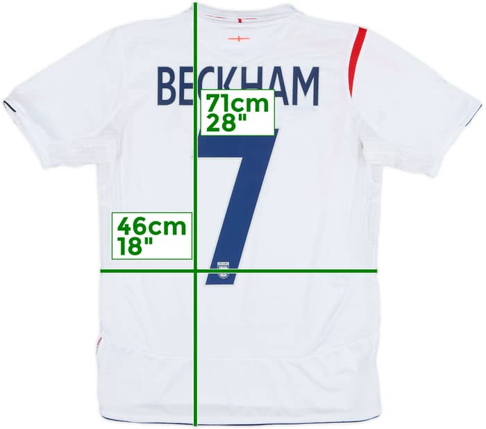 2005-07 England Home Shirt Beckham #7 - 7/10 - (XL.Boys)