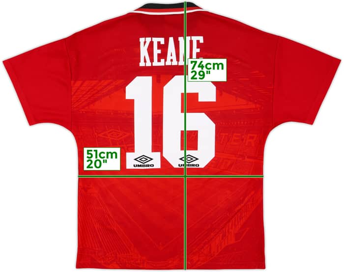 1994-96 Manchester United Home Shirt Keane #16 - 8/10 - (M)