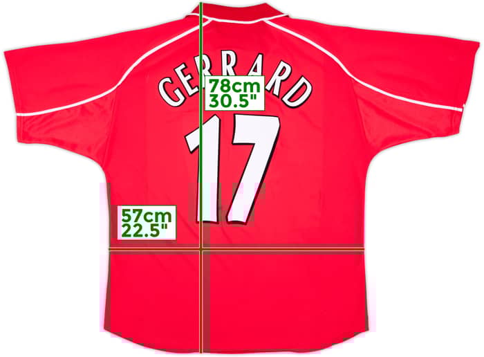 2000-02 Liverpool Home Shirt Gerrard #17 - 6/10 - (XL)