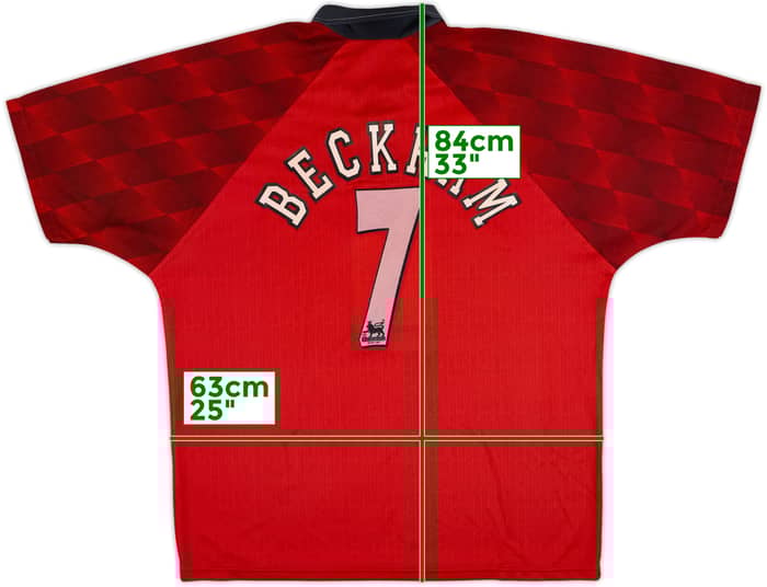 1996-98 Manchester United Home Shirt Beckham #7 - 7/10 - (XL)