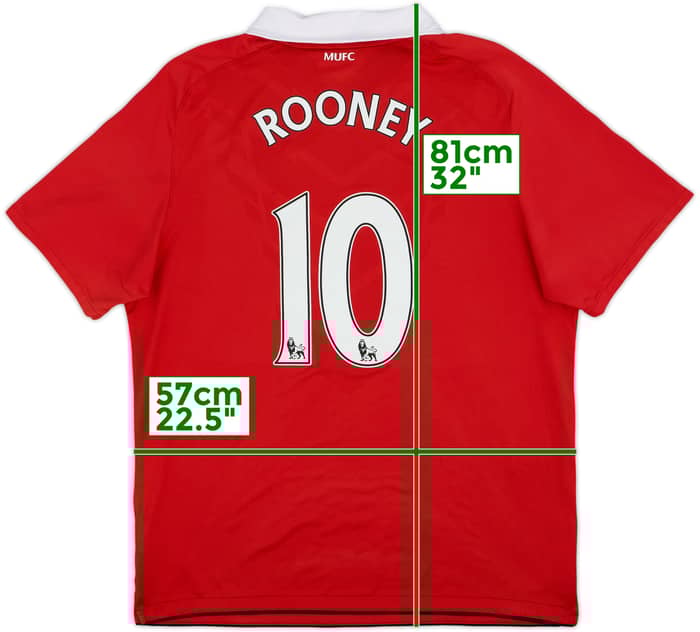 2010-11 Manchester United Home Shirt Rooney #10 - 8/10 - (XL)