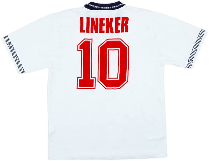 1990-92 England Home Shirt Lineker #10 - 8/10 - (L)