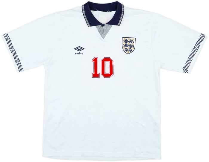 1990-92 England Home Shirt Lineker #10 - 8/10 - (L)
