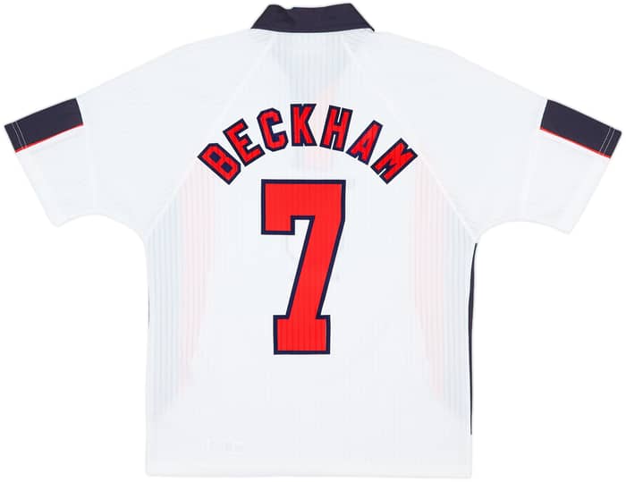 1997-99 England Home Shirt Beckham #7 - 8/10 - (Y)