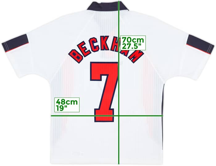 1997-99 England Home Shirt Beckham #7 - 8/10 - (Y)