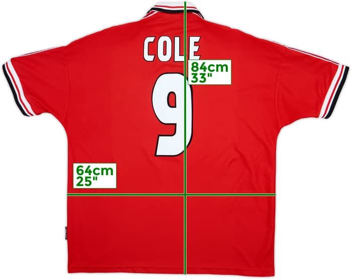 1998-00 Manchester United Home Shirt Cole #9 - 8/10 - (XXL)