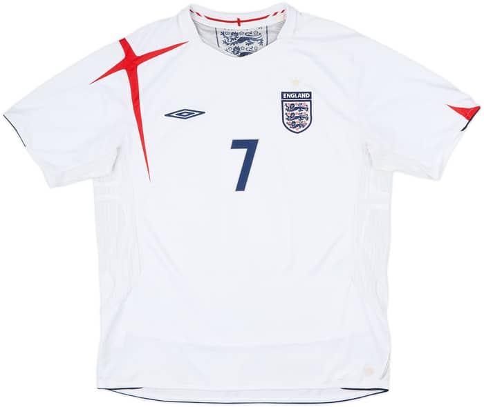 2005-07 England Home Shirt Beckham #7 - 6/10 - (XL)