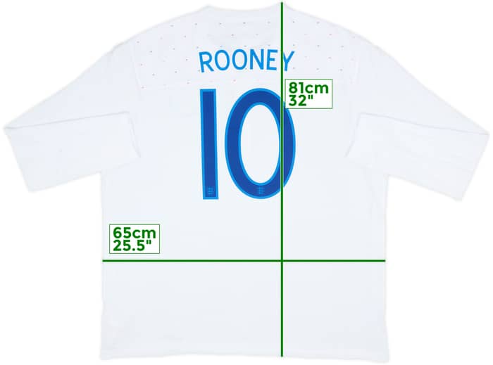 2010-11 England Home L/S Shirt Rooney #10 - 10/10 - (3XL)