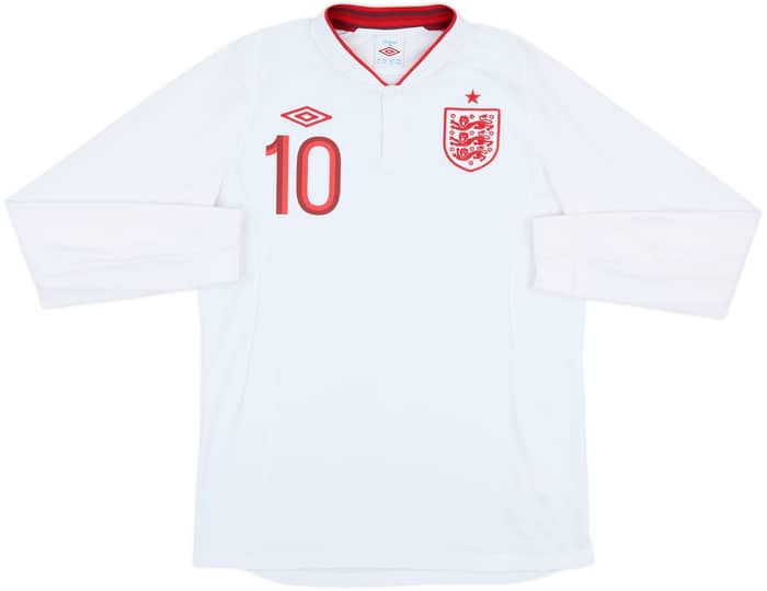 2012-13 England Home L/S Shirt Rooney #10 - 8/10 - (M)
