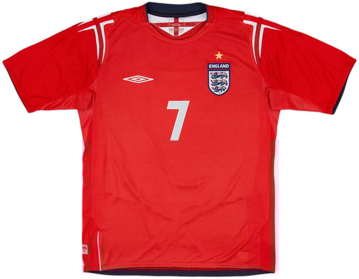 2004-06 England Away Shirt Beckham #7 - 7/10 - (M)