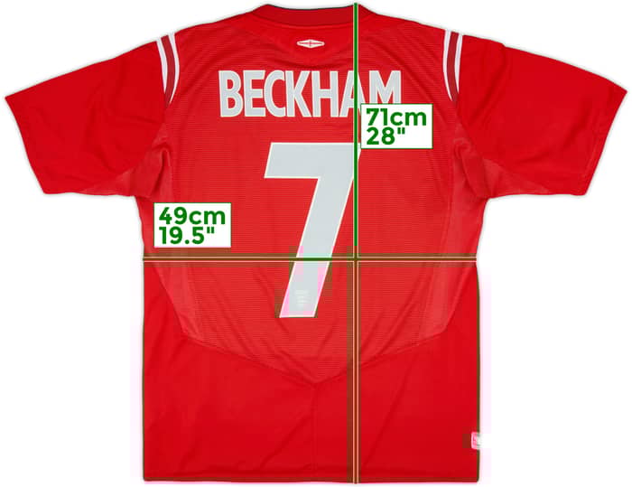 2004-06 England Away Shirt Beckham #7 - 7/10 - (M)
