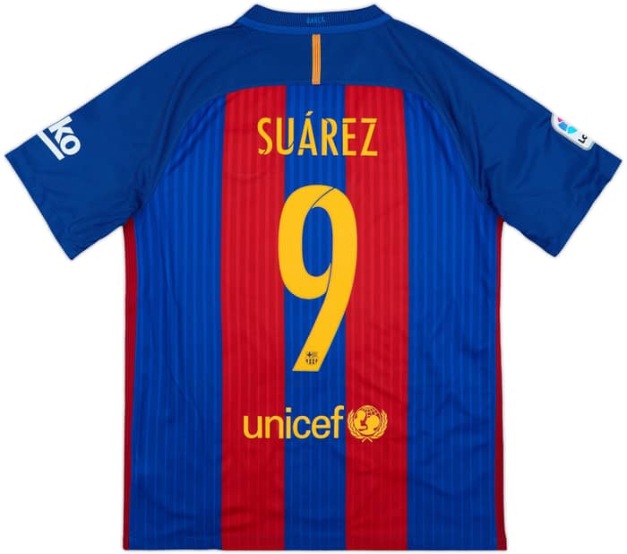 2016-17 Barcelona Home Shirt Suarez #9 - 6/10 - (M)