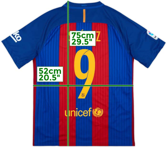 2016-17 Barcelona Home Shirt Suarez #9 - 6/10 - (M)