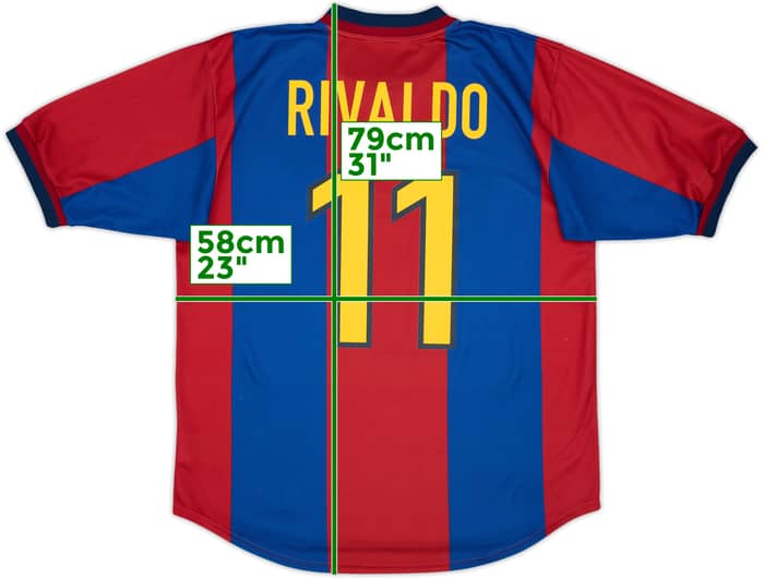 1998-00 Barcelona Home Shirt Rivaldo #11 - 7/10 - (L)