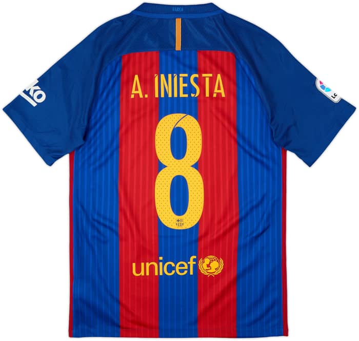 2016-17 Barcelona Home Shirt A.Iniesta #8 - 9/10 - (S)