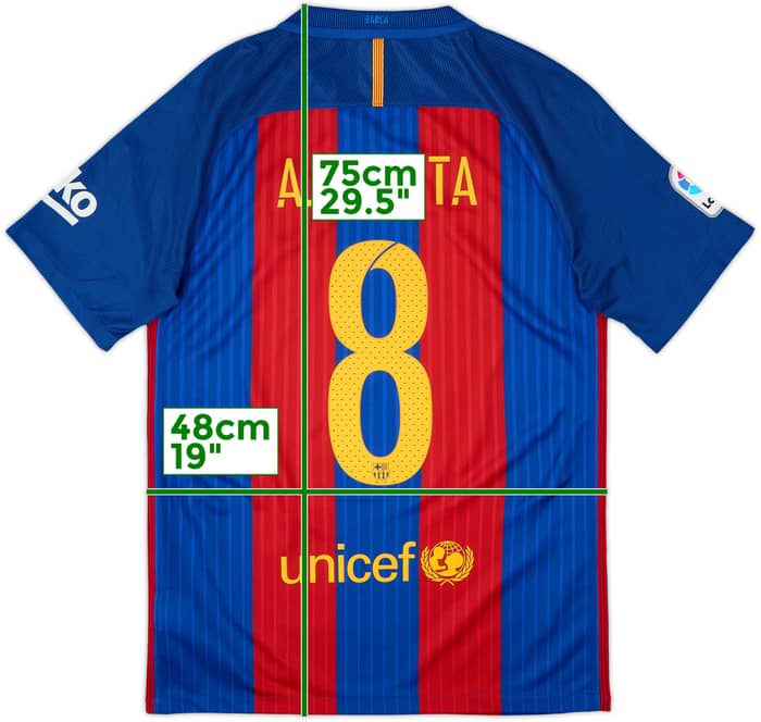 2016-17 Barcelona Home Shirt A.Iniesta #8 - 9/10 - (S)