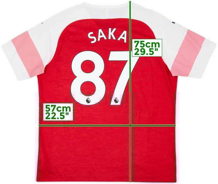 2018-19 Arsenal Home Shirt Saka #87 - 9/10 - (XL)