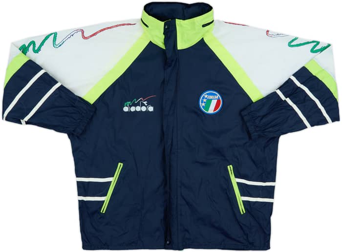 1990-92 Italy Diadora Hooded Rain Jacket - 8/10 - (S)