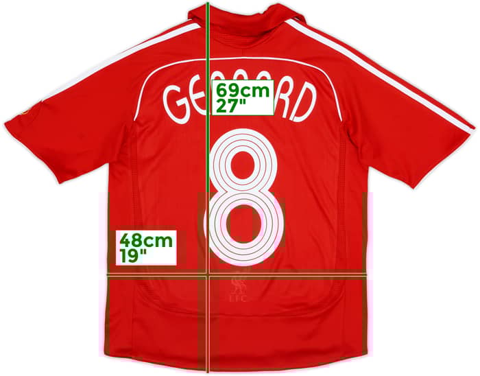 2006-08 Liverpool Home Shirt Gerrard #8 - 8/10 - (L.Boys)