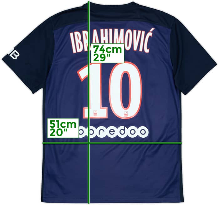 2015-16 Paris Saint-Germain Home Shirt Ibrahimovic #10 - 8/10 - (M)
