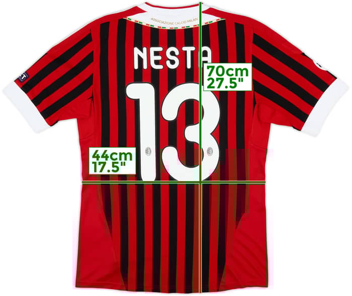 2011-12 AC Milan Home Shirt Nesta #13 - 8/10 - (S)